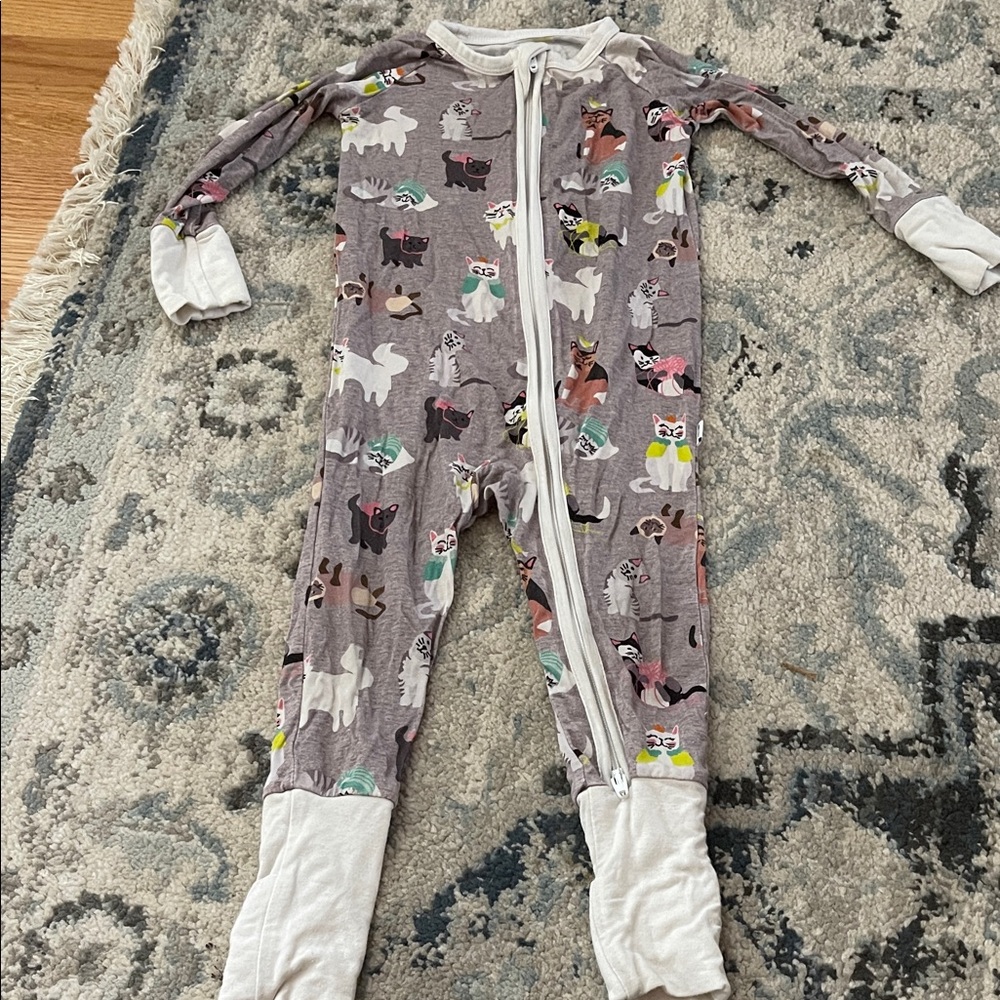 Little Sleepies Kids Animal Print Footie - Gray and White